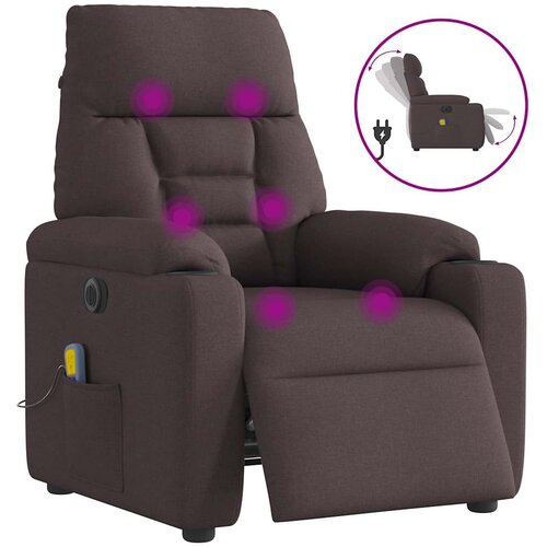 vidaXL Električni masažni naslanjač temno rjavo blago Cene