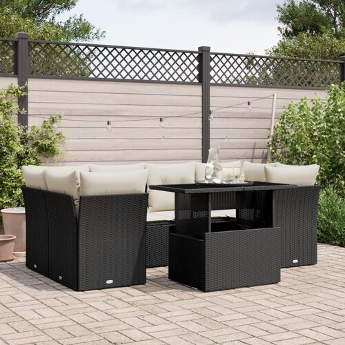  7-dijelni set vrtnih sofa od poliratana s jastucima crni Crna 100 x 55 x 73 cm Cene