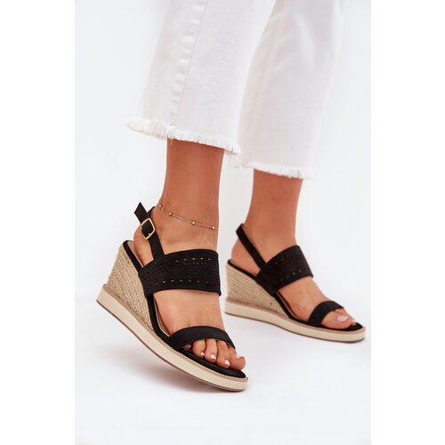 Boto Ladies Openwork Wedge Sandals Black Zolira Cene