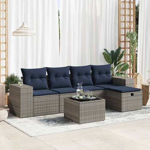 vidaXL 6-dijelni set vrtnih sofa od poliratana s jastucima sivi Cijene