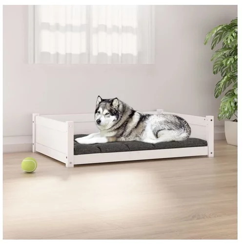  Pasja postelja bela 105,5x75,5x28 cm trdna borovina