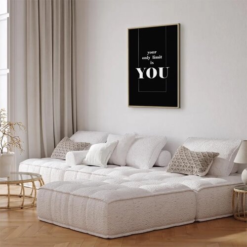  Slika - Key to Success (1-part) - Black and White English Inscriptions 60x90 U prirodnom drvenom okviru Slike