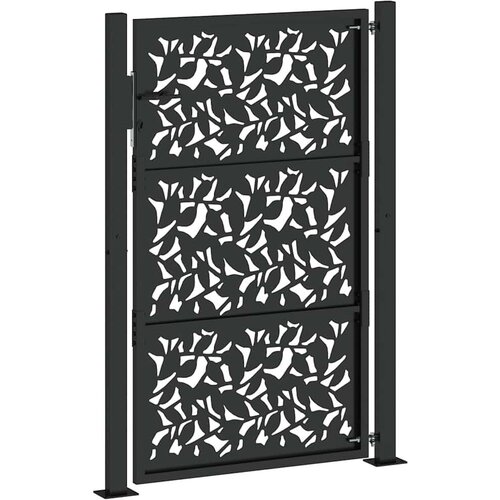 VidaXL Vrtna vrata crna 105x155 cm dizajn čeličnih listova Slike
