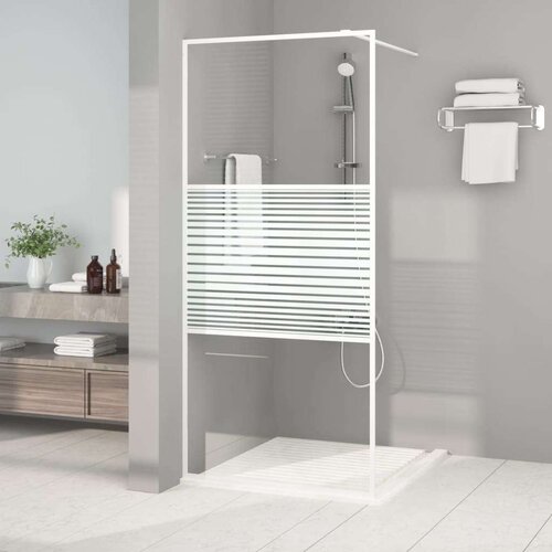 Pregrada za tu&amp;scaron; bela 90x195 cm prozorno ESG steklo, (21047696) Slike