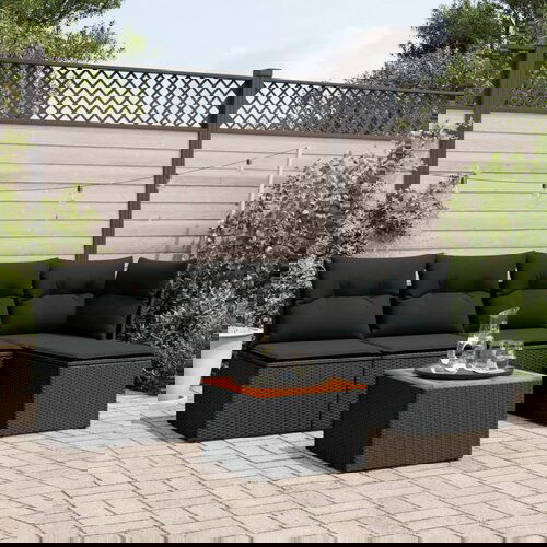 vidaXL 6-dijelni set vrtnih sofa s jastucima crni od poliratana Cijene