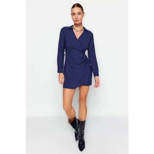 Trendyol Navy Blue Double Breasted Woven Dress