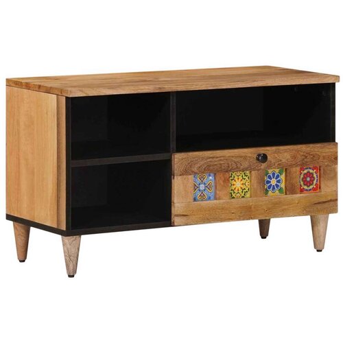 TV ormar s policom Prirodna 80 x 33 5 x 46 cm Čvrsto drvo manga - Prirodna Cijene