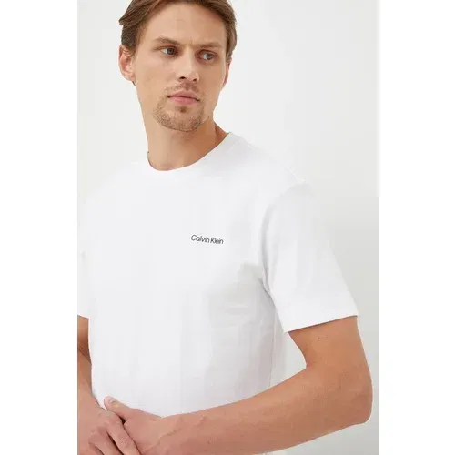 Calvin Klein Bombažen t-shirt bela barva