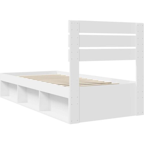  Okvir za krevet Bijelo 75 x 190 cm Čvrsto borovo drvo Slike