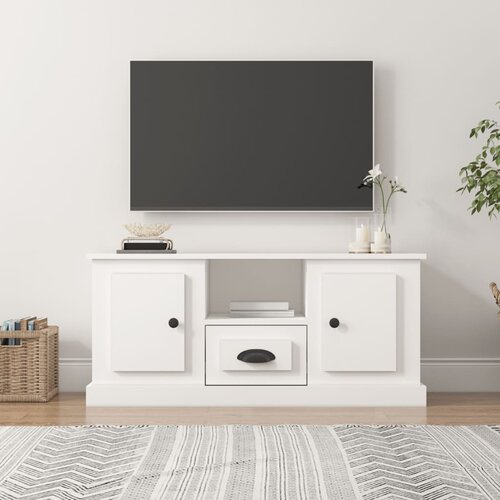 VidaXL TV omarica bela 100x35,5x45 cm inženirski les Slike