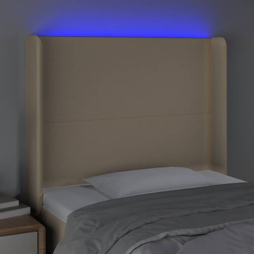  LED uzglavlje krem 93 x 16 x 118/128 cm od tkanine Slike