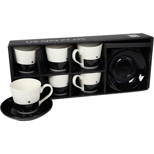 Sigma Set šoljica za kafu 180ml 6/1 porcelan Star rxg-n24106a, Belo-crni Cene