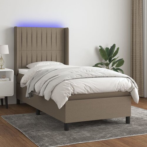  box spring s madracem LED smeđesivi 90x200 cm tkanina Cijene