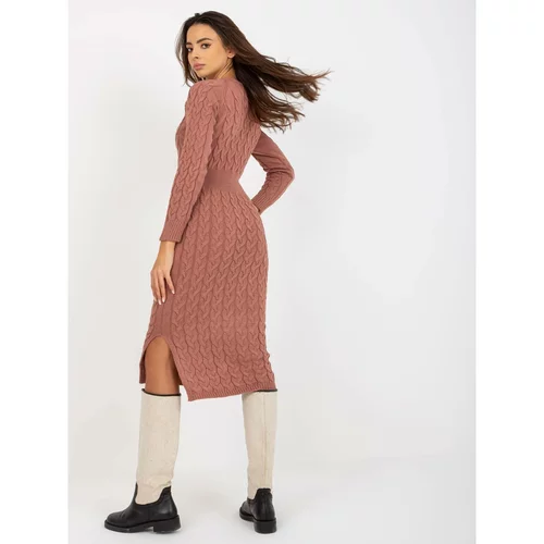 Fashionhunters Dusty pink midi dress made of knitted wool from RUE PARIS
