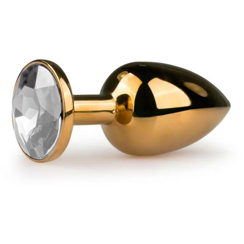 EasyToys Metal No.1 - analni dildo s konusom od bijelog kamena - zlatni (2,5 cm)