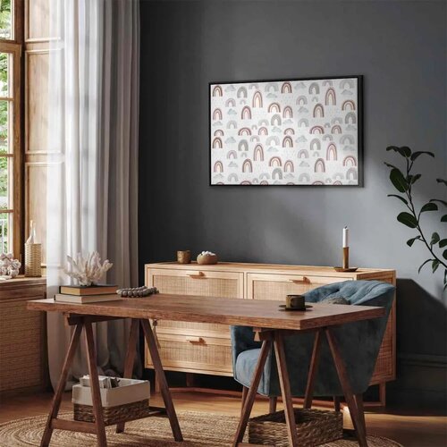  Slika - Rainbows After the Storm - Rainbows of Various Sizes in Pastel Hues Among Rain Clouds in a Gray-Blue Shade 120x80 U crno Slike
