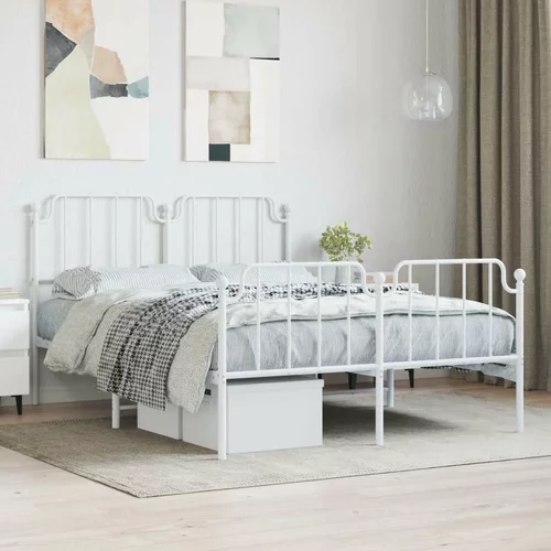 Metalni Kovinski posteljni okvir z vzglavjem in vznožjem bel