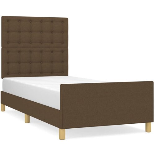  Okvir za krevet s uzglavljem tamnosmeđi 80x200 cm od tkanine Slike