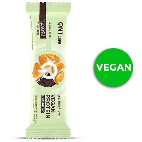 QNT vegan protein bar sa l-carnitinom, 40g malina-brauni Slike