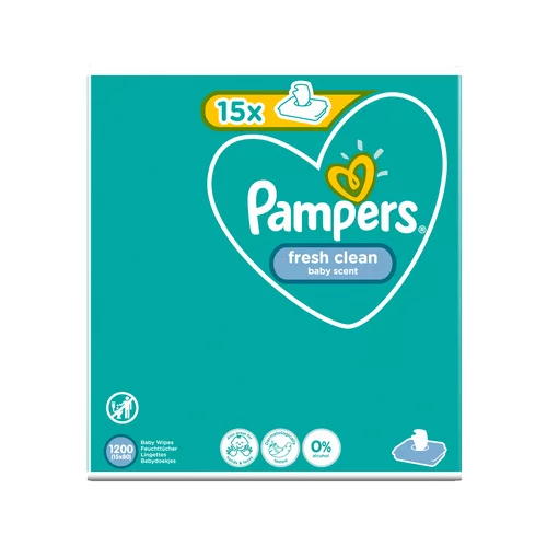 Pampers Fresh Clean XXL vlažni čistilni robčki za otroke za občutljivo kožo 15x80 kos