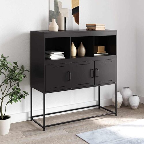  Komoda crna 100,5 x 39 x 107 cm od čelika Slike