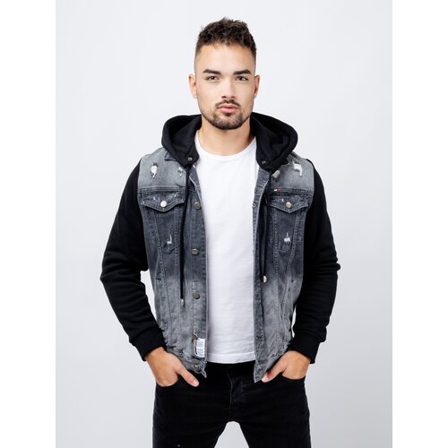 Glano Man Denim Jacket - dark gray Slike