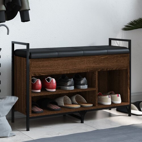  The Living Store Klop za čevlje rjavi hrast 85,5x32x57,5 cm inženirski les - Klop Za Čevlje, (21448366) Slike