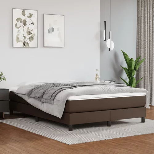  Krevet s oprugama i madracem smeđi 140 x 190 cm od umjetne kože