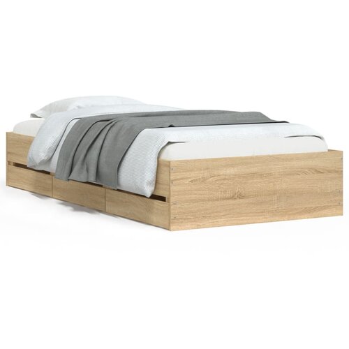 Maison Chic Posteljni okvir - Enojna postelja - Postelja za odrasle s predali sonoma hrast 100x200cm inženirski les, (21694941) Cene