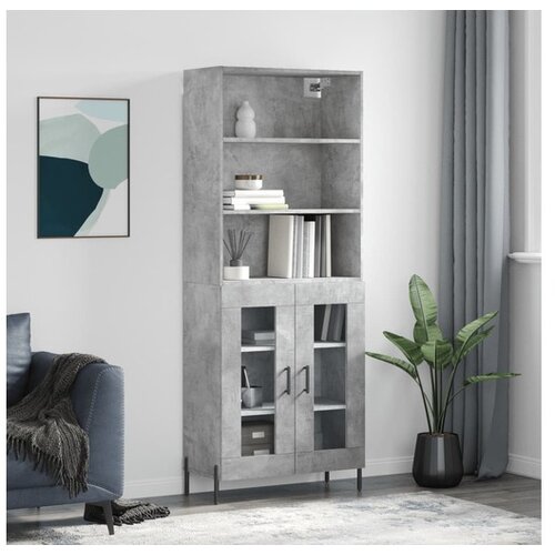 vidaXL Visoka komoda siva betona 69 5x34x180 cm od konstruiranog drva Cijene