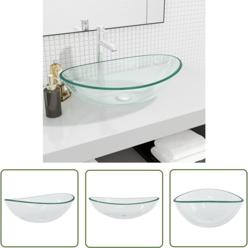The Living Store Umivalnik kaljeno steklo 54,5x35x15,5 cm prozoren - Umivalnik, (21744827) Slike