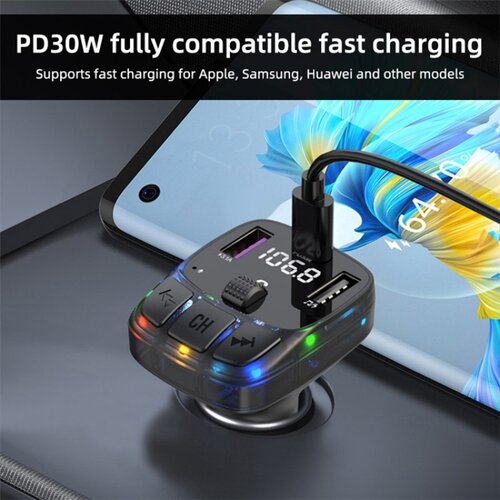  Bluetooth FM LED Transmiter C57 crni Slike