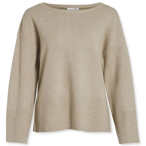 Vila Cassie Boatneck Knit L/S - Natural Melange Bež