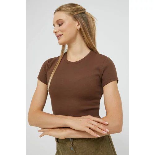 Abercrombie & Fitch Kratka majica ženski, rjava barva