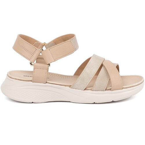Sergio Leone Light beige sandals on a white platform Slike