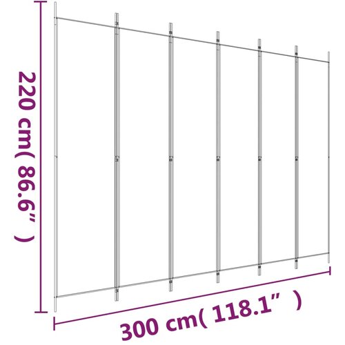  pregrada s 6 panela bijela 300 x 220 cm od tkanine Slike