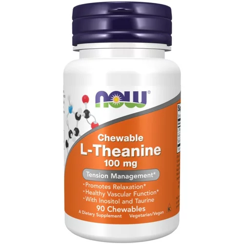 Now Foods L-Teanin NOW, 100 mg (90 žvečilnih tablet)