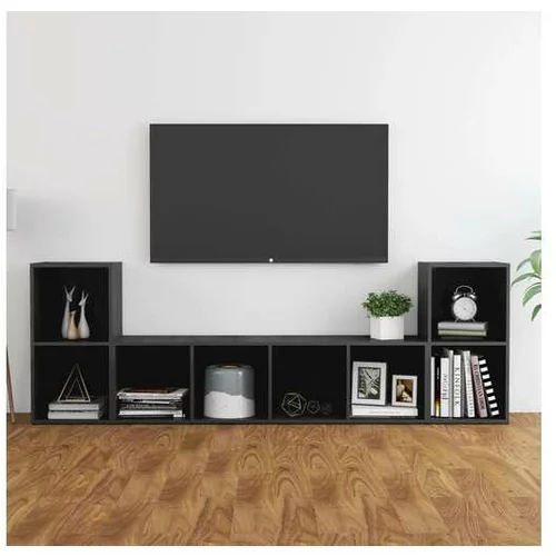  Komplet TV omaric 3-delni visok sijaj siva iverna plošča
