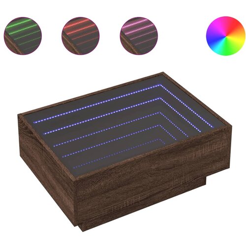Maison Chic Klubska mizica - kavna mizica - Nizka mizica LED rjavi hrast 70x50x30 cm inženirski les, (21753689) Slike