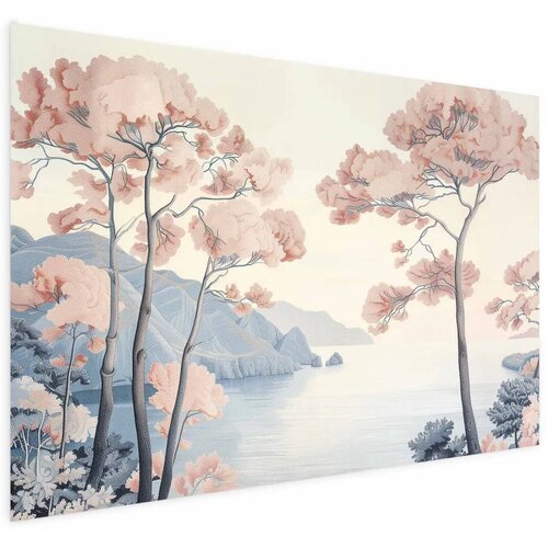  Plakat - Ocean Cliffs and Trees  Delicate Motif in Pastel Colors 90x60 Bez okvira s margom Cijene