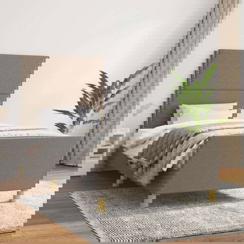  Okvir za krevet s uzglavljem smeđesivi 100x200 cm od tkanine Slike