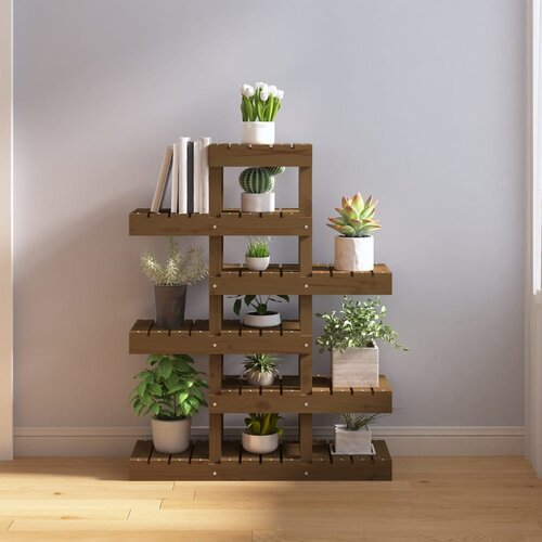 VidaXL Stalak za biljke boja meda 85x25x109,5 cm od masivne borovine Slike