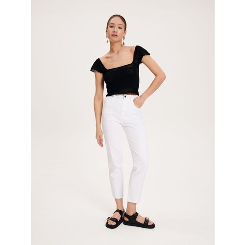 Reserved crop top iz džersija - črna Cene