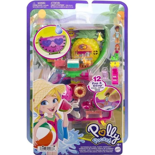 Polly Pocket Mattel : Kompaktni komplet za zabavo ob bazenu z lubenico (HCG19), (21382065)