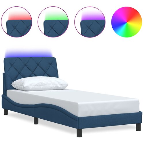 Maison Chic Posteljni okvir - Enojna postelja - Postelja za odrasle z LED brez vzmetnice Modra 80x200 cm Tkanina, (21697003) Cene