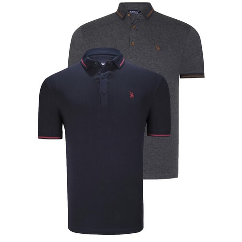 Dewberry DOUBLE SET T8586 MEN'S T-SHIRT-NAVY - ANTHRACITE Cene