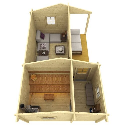 Male kuće Sauna kućica SAUNA RISTO 415 &amp;times; 671 cm sa &amp;scaron;indrom Slike