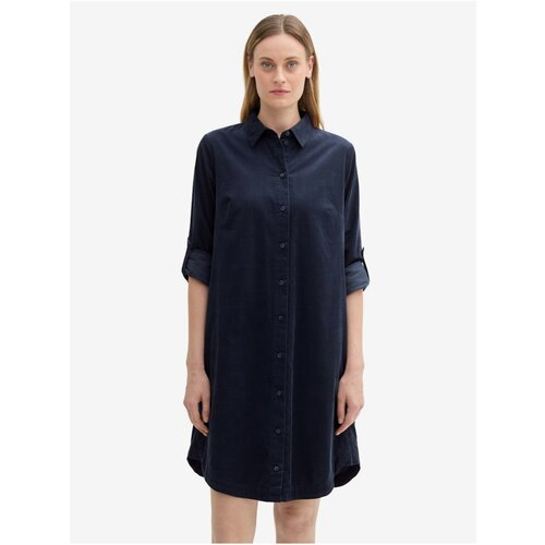 Tom Tailor Dark blue women's corduroy shirt dress - Women's Cene