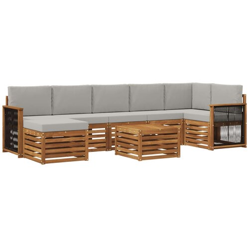 vidaXL Zunanja garnitura za sedenje 7 pcs Naravna in svetlo siva, (5000280889) Cene