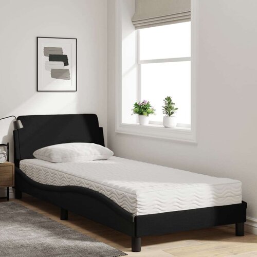 VidaXL Krevet s madracem crni 90x190 cm od tkanine Slike